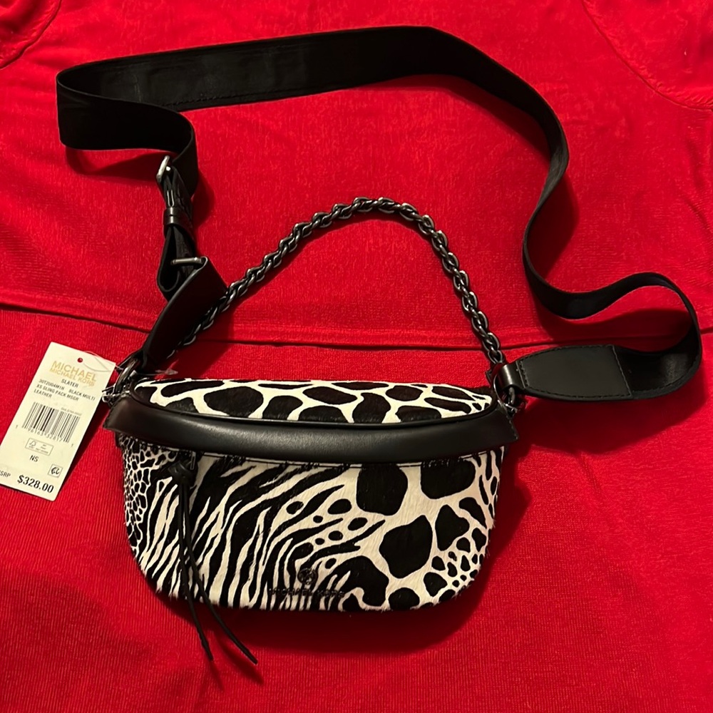 MICHAEL KORS SLATER SLINGBACK BLACK WHITE NEW WITH TAG